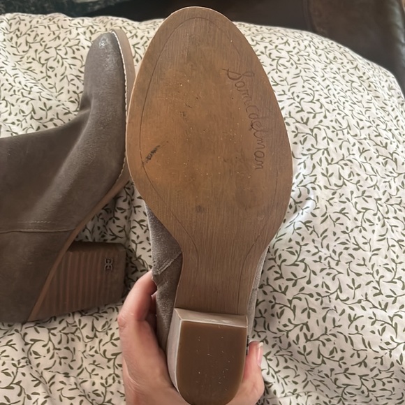 Sam Edelman Minetta Block Heel Almond Toe Ankle Boots Bootie Flint Grey Suede - Picture 7 of 11